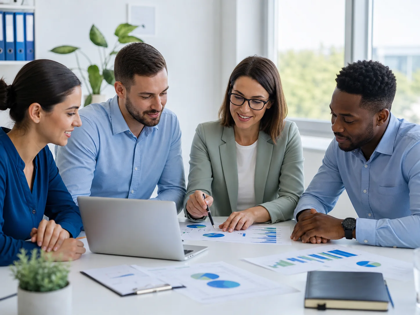 Equipo revisando resultados financieros y nómina